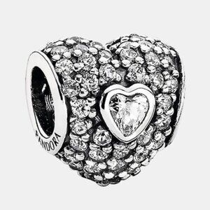Authentic Retired  Pandora In My Heart Clear Pave Lights CZ Charm